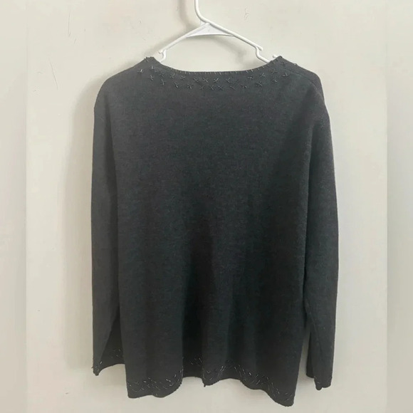 Cardigan Sweater Women 1X  Indie Grunge Wool Gray Beaded  Whimsigoth Mature - Picture 2 of 4